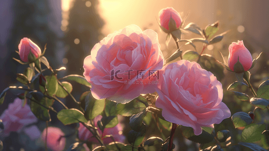 红色鲜花花束背景图片_植物粉色玫瑰花园风景