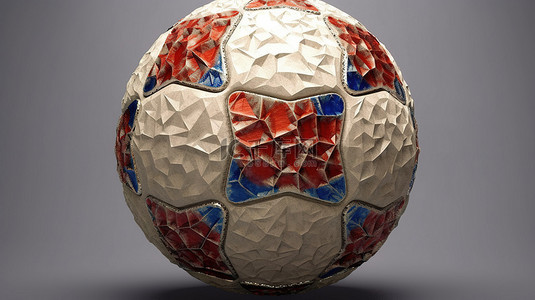 形成“俄罗斯”一词的足球纹理的 3D 渲染