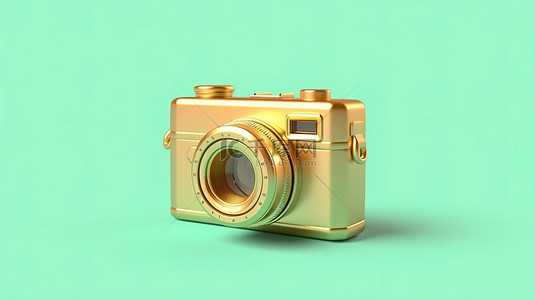 老式相机图标福尔图纳黄金符号与潮水绿色背景