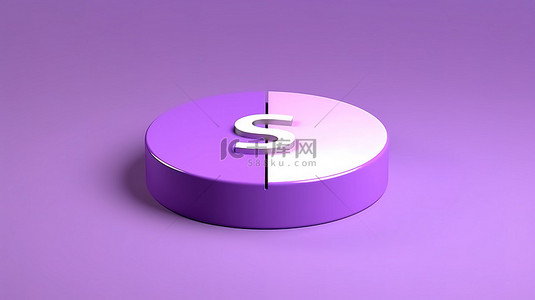 紫色饼图的 3D 渲染插画，带有圆形空白供您的数据使用
