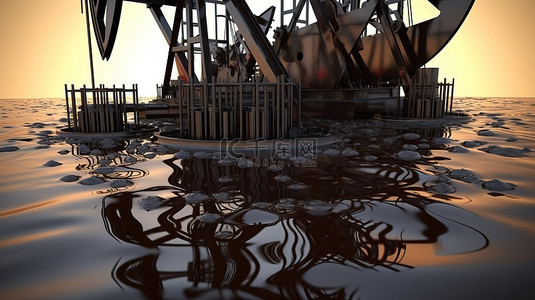 能源工业背景图片_3d 中的石油生产用油泵渲染克服能源危机和制裁