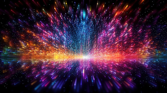 科技与未来背景图片_动态彩色点 3d 渲染抽象数字背景与发光粒子