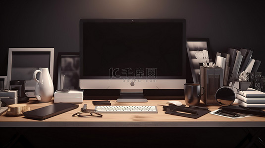 数字厂房背景图片_时尚而现代的办公桌，配有数字必需品和时尚元素