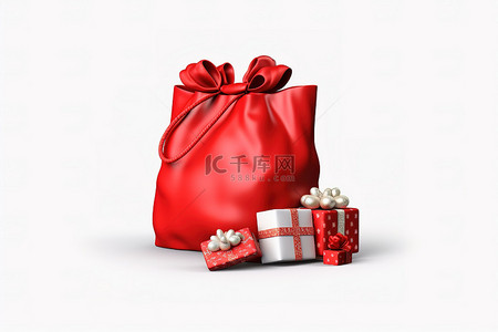 红色袋子里的圣诞礼物 圣诞礼物 PNG 下载