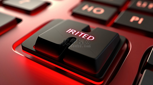 带鼠标手光标 3d 渲染的红色键盘按钮