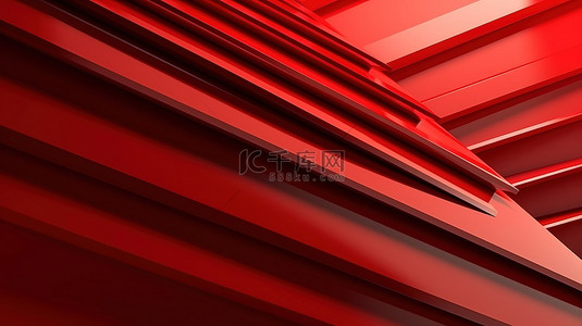 企业和商业模板高端背景上现代几何红色条纹的 3D 插图