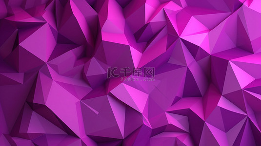 紫色三角形多边形背景的 3d 渲染