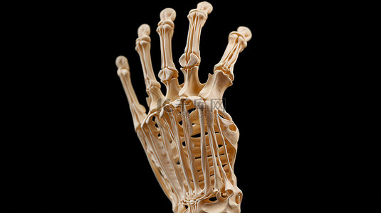 手部骨骼结构的精确 3D 医学渲染