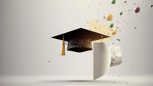 大的纯色背景背景图片_毕业学术帽创意白色背景
