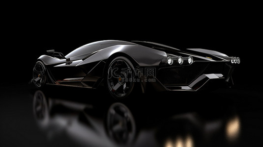 当代汽车叠加在时尚的黑色 3D 图形上