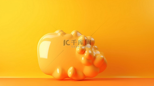 橙色和黄色背景上的 3D 空语音气泡准备好文本或消息插入