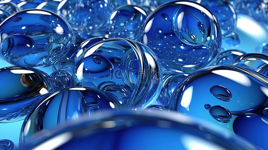 蓝色气泡的抽象 3d 背景