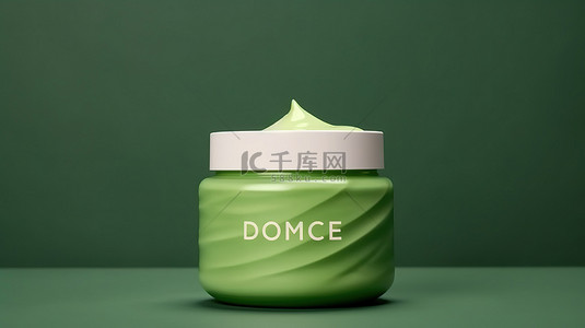 护肤品绿色背景背景图片_绿色背景奶油罐模型展示美容护肤包装和保湿霜 3D 渲染