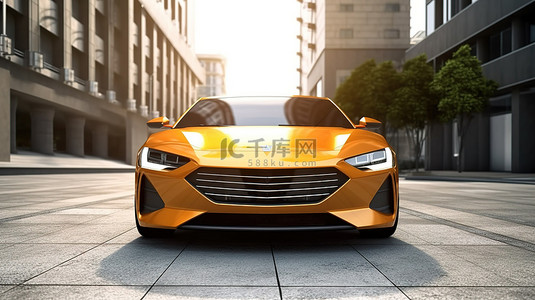 道路上的未来汽车 3d 渲染和说明