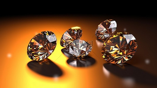 钻石的形成背景图片_3D 渲染中反射表面上钻石簇的形成