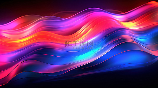 科技感网格背景背景图片_创新的 3D 霓虹灯波数字抽象背景