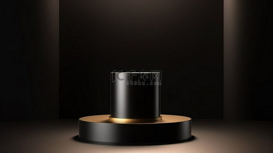 时尚的黑色底座，带有抽象 3D 背景的豪华产品展示