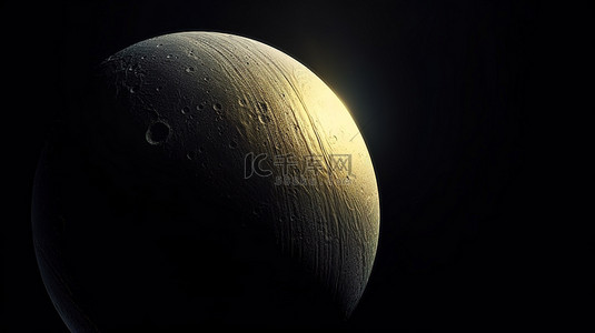 dione 土星的卫星之一，以 3d 形式呈现，距离太阳第六颗行星