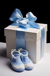 礼物箱背景图片_带围兜鞋和围兜的婴儿箱