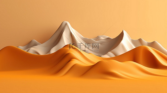 抽象背景中的橙色山峰 3d 渲染图