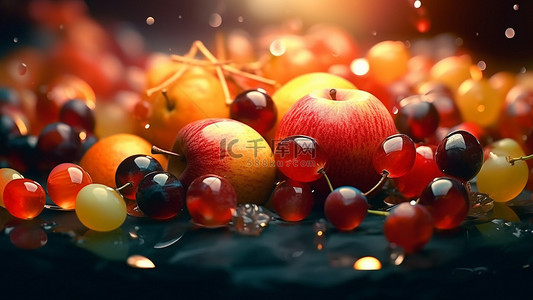 夏季柠檬背景图片_水果葡萄苹果食物背景
