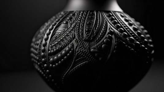3D打印的黑色花瓶的特写