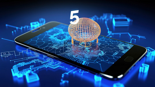 5g网络科技背景图片_在芬兰拥抱 5g 智能手机技术背景的概念化 3D 渲染