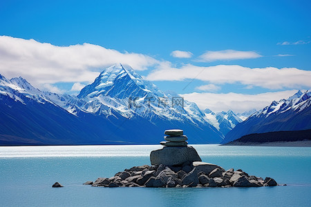 山顶户外背景图片_这座山顶的雪景和蓝天