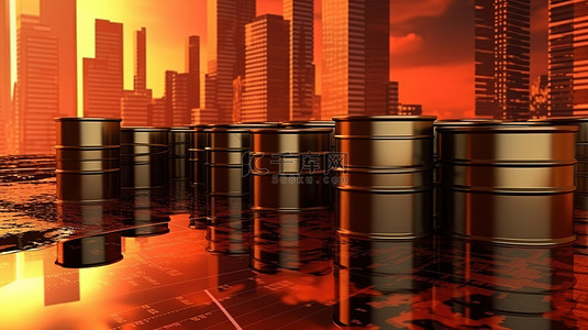 石油化工背景图片_油罐背景下业务增长图的 3D 渲染
