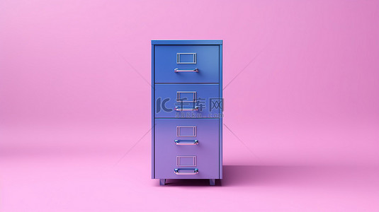 分析案例背景图片_双色调风格的蓝色文件柜站在 3D 渲染的粉红色背景上