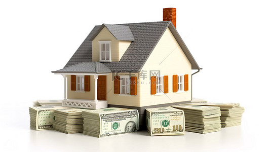 肺炎背景图片_白色背景上的房子和现金的 3d 插图