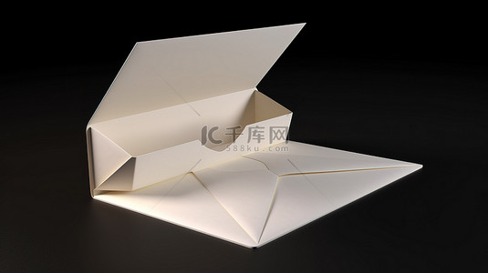 3D 渲染中描绘的一张空白卡和一个打开的信封