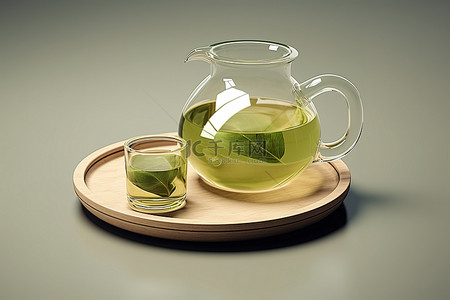 茶壶背景图片_抹茶绿茶茶壶和玻璃隔离