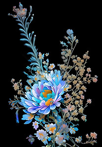 花环边框背景图片_花朵鲜花蓝色