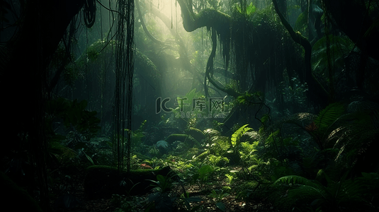 免费中背景图片_大树植物雨中森林装饰图案自然生态景观