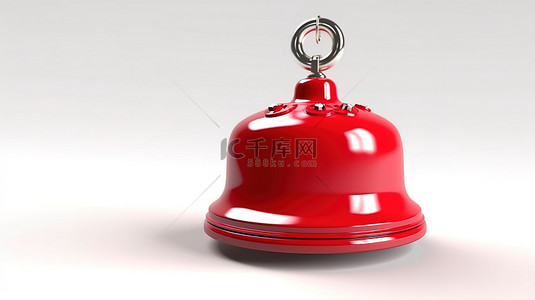 带有红色火警铃系统的白色背景的 3D 渲染