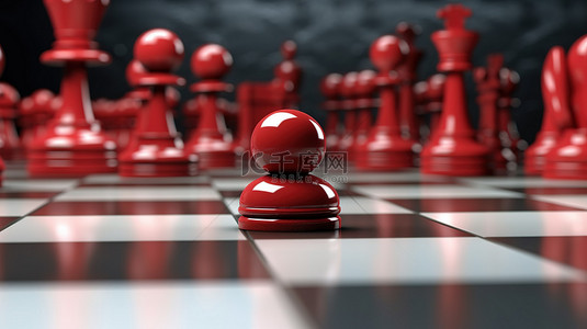 国际象棋棋子的圆形形成，带有落下的棋子 3D 渲染图像用于横幅显示