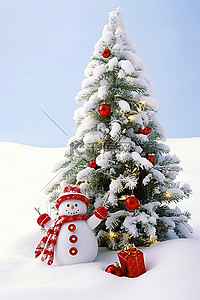 冬天的圣诞树背景图片_冬天雪人圣诞树冬天免费壁纸 3d for XP