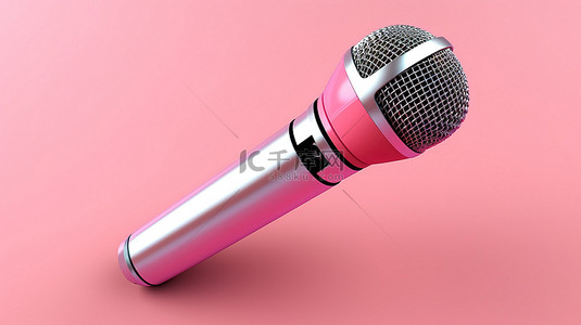 女士唱歌背景图片_独立设计中卡拉 OK 麦克风的 3D 插图