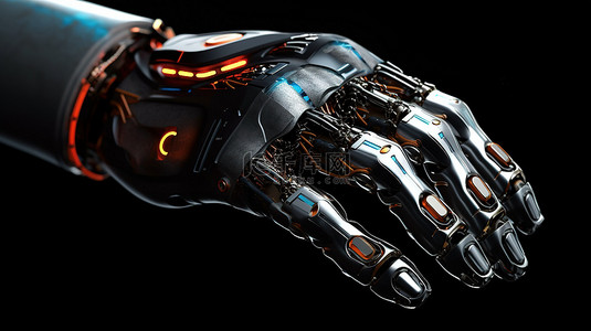 科技机器人手背景图片_3d 渲染的机器人手穿着制服
