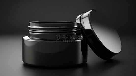 护肤洗面奶背景图片_3d 渲染中带盖的黑色化妆品容器