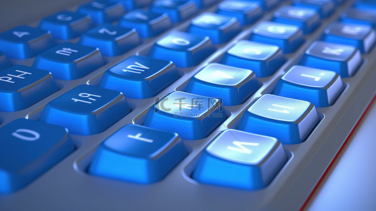 白色键盘按钮背景图片_白色键盘上蓝色键盘的 3D 插图描绘反垄断法概念