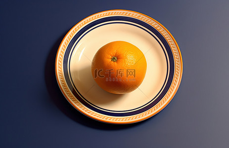 盘子白色背景背景图片_白色背景上盘子上的一个橙子