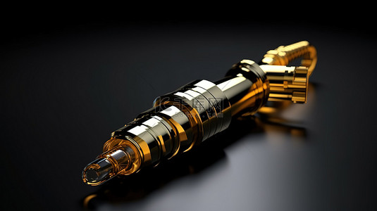 喷背景图片_优雅的金色喷油器在 3D 渲染创建的黑色背景上分配油或清洁燃料