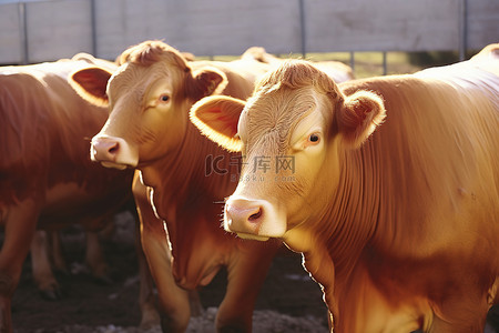奶牛背景图片_站在防水布下的棕色奶牛