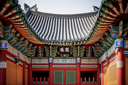 国潮风屋顶背景图片_韓國首爾