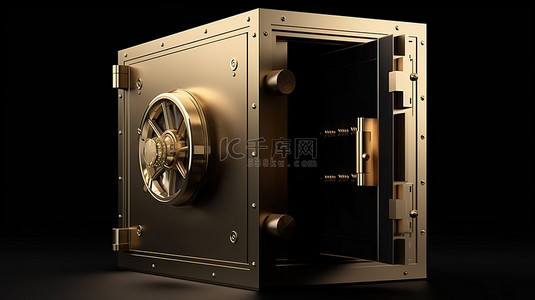金融深色背景图片_深色背景上带封闭钢门的金属保险箱的孤立 3D 渲染