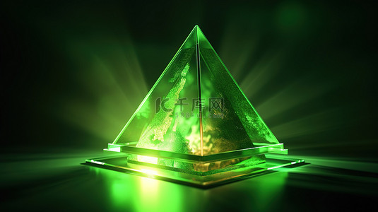 壁纸背景具有绿色发射四面体的体积光 3D 模型