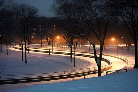 安阳市背景图片_吉尔莫公园 尼奥斯公园 夜间下雪