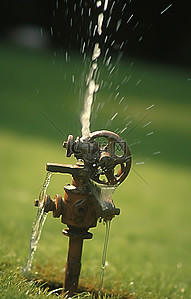 洒水器在草坪上喷水